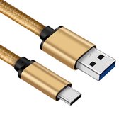USB C kabel - A naar C - Nylon mantel - Goud - 1.5 meter - Allteq