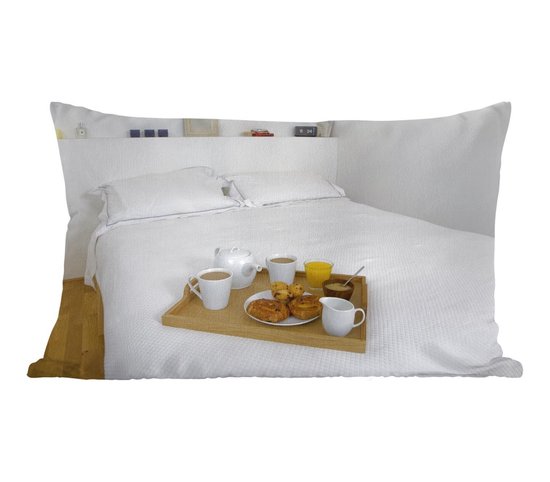 Sierkussens - Kussen - Ontbijt op bed met koffie en muffins - 50x30 cm -  Kussen van katoen | bol.com