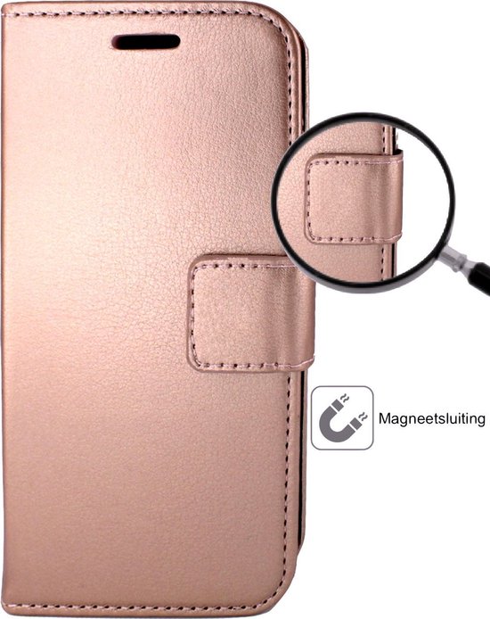 Coque et protections d'écran pour iPhone 13 - Portefeuille en cuir avec étui de livre - Or rose