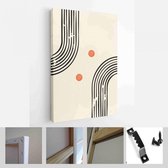 Abstracte illustratie in minimalistische stijl voor wanddecoratie achtergrond. Halverwege de eeuw moderne minimalistische kunstdruk - Modern Art Canvas - Verticaal - 1874434306