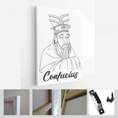 Confucius vector portret in lijn kunst illustratie - Modern Art Canvas - Verticaal - 1909535323