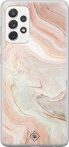 Samsung A52s hoesje siliconen - Marmer waves | Samsung Galaxy A52s case | Bruin/beige | TPU backcover transparant