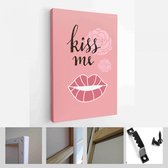 Happy Valentine's Day set kaarten. Handgetekende romantische belettering - Modern Art Canvas - Verticaal - 1627099447