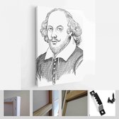 William Shakespeare (1564-1616) portret in de illustratie van de lijnkunst. Hij was een Engelse dichter, toneelschrijver en acteur - Canvas moderne kunst - Verticaal - 1281362920