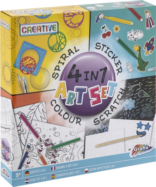 Laptop passagier Schaken Grafix 4-in-1 Creatieve set voor kinderen | Inhoud: Kleuren, spirograaf  tekenen,... | bol.com