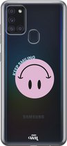 xoxo Wildhearts case voor Samsung A21s – Smiley Pink - Samsung Transparant Case