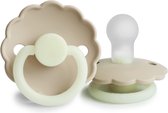 FRIGG - DAISY NIGHT - Fopspeen SILICONE - CREAM - 6-18 maanden - T2 - Glow in the dark