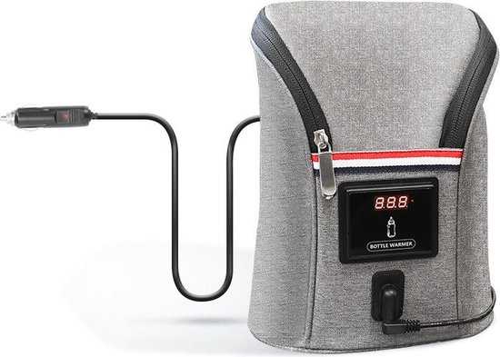 DrPhone FWT1 Draagbare Flessen Verwarmer –  Baby Flessenverwarmer – Kan Worden Verwarmd Tot 40 graden – twee flessen tegelijkertijd - Grijs
