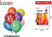 Ensemble de Ballons IDEGOS - 16 pièces - Ballons - Ballons ronds - Décoration de fête - Fête d'enfants - Anniversaire - Numéro 6