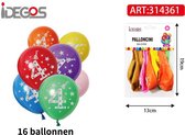 IDEGOS Ballonnen set - 16 stuks - Ballonnen - Ronde Ballonnen - Feestversiering decoratie - Kinderfeestje - Verjaardag - Cijfer 4