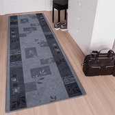 Tapiso Antislip Rubber Mat Grijs Zwart Klassiek Rubbermat Tapijt Maat- 100x600