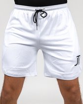 JT Supply – Hardloopbroek – Sportbroek voor Heren – Gym broek met mobiel zak – 2 in 1 Shorts – Heren Sportbroek – Rits – Voetbal – Hockey - Wit