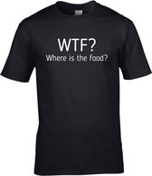 T-shirt met opdruk | WTF ? where is the food | korte mouw | maat L|