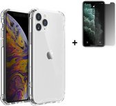 Hoesje iPhone 11 Pro - Screenprotector iPhone 11 Pro - iPhone 11 Pro Hoes Transparant Shock Proof Case + Privacy Screenprotector