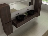 Haviklux Badkamermeubel - 2 Persoons - 180 cm - Donker hout/zwarte waskommen - Incl. kranen
