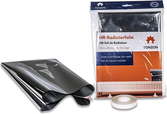 Radiatorfolie 40 x 750cm - Tonzon - ONZICHTBAAR - op radiator aanbrengen - inclusief 15 meter warmtebestendig dubbelzijdig tape - HR-radiatorfolie