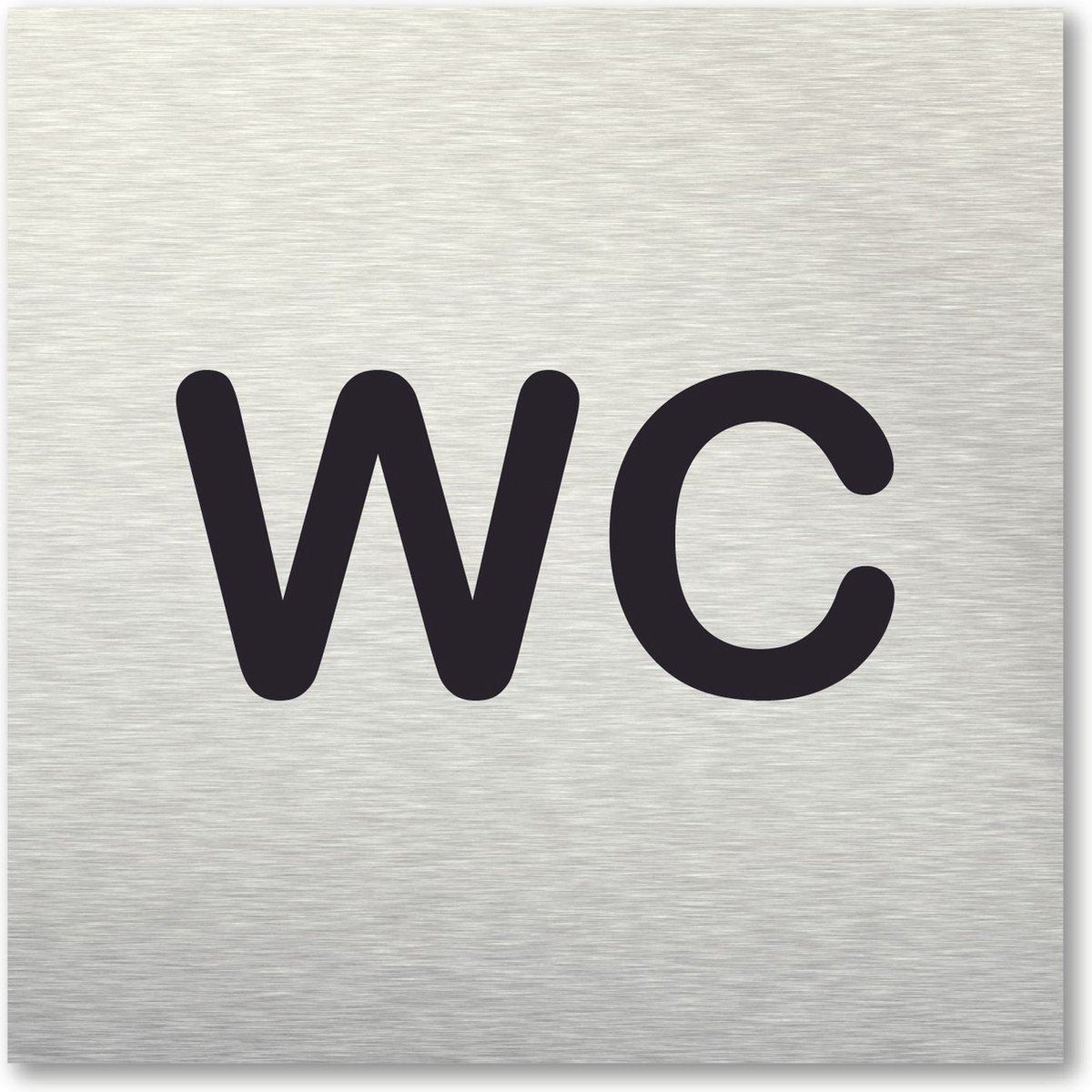Pictogram WC - aluminum rvs look - deurbordje - 10 x 10 cm - zelfklevend - vierkant