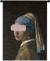 Wandkleed - Wanddoek - Meisje met de parel - Vermeer - Pastel - 60x80 cm - Wandtapijt