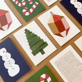 Paperoni - Set van 10 luxe dubbele kerstkaarten en nieuwjaarskaarten (16cm) incl. bijpassende envelop - kaartsenset