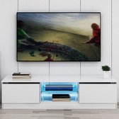 LED tv-meubelkast - moderne witte matte behuizing - met led-verlichting - 120/130 cm breed tv-bureau opberger - voor woonkamer meubels - stijl 2