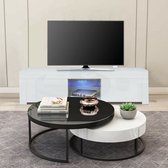 LED TV meubelkast - Moderne witte matte behuizing - Met LED-verlichting - 120/130cm Breedte TV-bureau opberger - Voor woonkamer Huisinrichting - Stijl 5