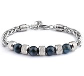 Armband Dames - RVS - Verstelbaar 18-21 cm - Tijgeroog Blauw