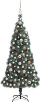 Huis en Tuin Depot Kunstkerstboom Met Led'S En Kerstballen 150 Cm Pvc En Pe Groen