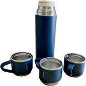 Thermosfles, "Ultra-Heat" 0,5 LTR + 3 Kopjes Kleur Blauw Warm-Koude Dranken