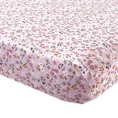 BINK Bedding Hoeslaken Fleur Roze 70 x 150 cm - juniorbed - peuterbed - kinderkamer - bloemen - millefleut