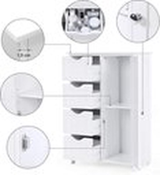 Songmics - Kast met 4 Korven en Deur - Wit