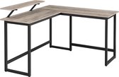 WoonWerkInterieur - Bureau - Hoek Bureau - Grijs- Met Verhoging - 140x130x76/91,5cm