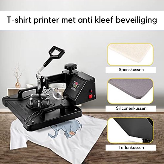 Vitafa Transferpers - Hittepers - Heat press machine - 8 in 1 Professionele Heat Press - Snijplotter - Digitaal LCD Display