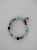 Puur. - Kralenarmband - Half edelsteen - Turquoise - Roestvrijstaal - Dames - Cadeautje - Valentijnsdag