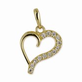 Silventi 9NBSAM-G210474 Gouden Hanger - Dames - Hartje - Zirkonia - 12,8 x 10,6 mm - 14 Karaat - Goud