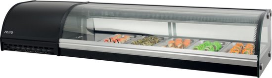Sushi vitrine B=180cm | 7X GN 1/3 | Zwart | Gepoedercoat Staal | Saro | SV1800 | 323-3159