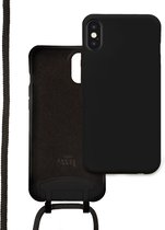 xoxo Wildhearts silicone case met koord - Telefoonhoesje met koord - Backcover hoesje met telefoonkoord - Forever Black Cord Case - geschikt voor Apple iPhone X/10 / Xs - zwart