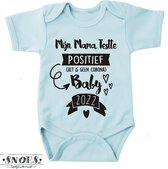 Baby Romper Met Tekst Baby Blauw Maat 68 * Snoes * Zwangerschap Aankondiging Mama Testte Positief (het is geen Corona) Baby 2022 * Aankondiging Zwangerschap Mama's Kraamcadeau * Ba