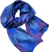 MooiVilt Sjaal - Vilten sjaal - Blauw/Aubergine - 200x35cm - wol - Fairtrade Nepal