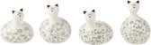 J-Line Kat Gezicht Keramiek Wit/Zw S Assortiment Van 4