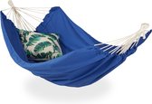 Relaxdays hangmat xxl - tot 300 kg - 2 personen - outdoor - reishangmat - draagbaar - park - blauw