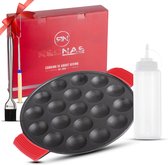 Bol.com Rednas Poffertjespan pakket - Valentijn Cadeau Voor Hem/Haar - incl. luxe giftbox - incl.Bakkwast/Vork/Doseerfles - RVS/... aanbieding