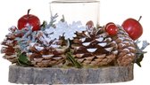 Tealight Holder Pinecone Snowflake D15 H10cm Multicolour | Kerst | Kerststukje| Decoratie