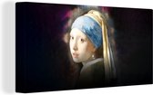 Canvas Schilderij Meisje met de parel - Johannes Vermeer - Regenboog - 80x40 cm - Wanddecoratie