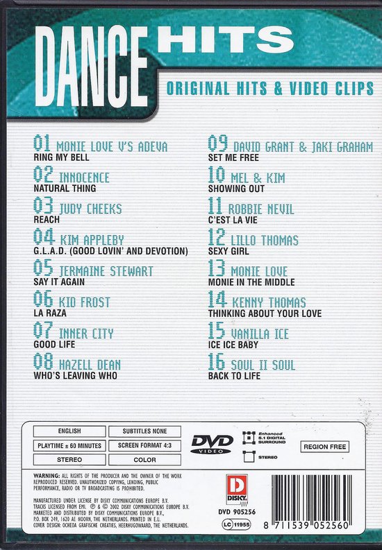 Dance Hits - Original Hits & Video Clips DVD