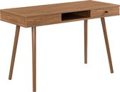 Bureau - Met lades & open vak - Spaanplaat & metaal - Donker hout kleurig - Afmeting (BxDxH) 115 x 48 x 74 cm