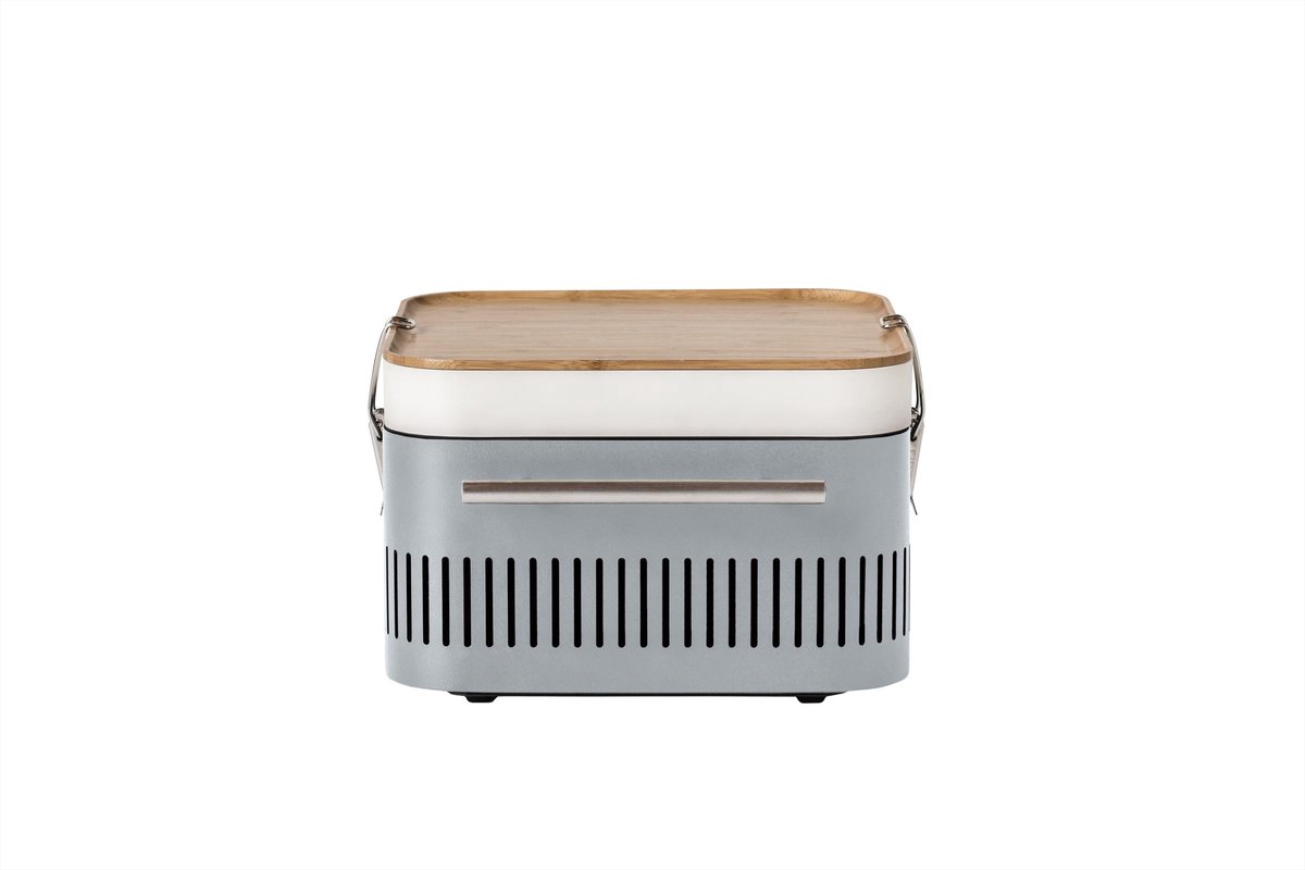 Everdure Cube Barbecue Houtskool - Met Opbergvak en Werkblad - Aluminium/Hout/RVS - Grijs