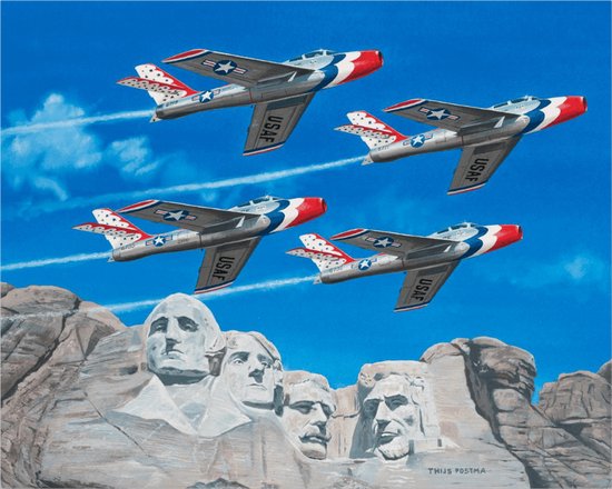 Thijs Postma - TP Aviation Art - Poster - Republic F-84 Thunderbirds Mt. Rushmore - 40x50cm