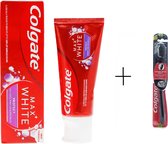 Colgate Max White Charcoal Whitening Tandpasta - 1 x 75 ml - Voordeel - max white protect - tandpasta white - tandpasta charcoal + extra tandenborstel - tandeborstel colgate - tandenborstel