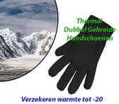 2-Paar Thermal Dubbel Gebreide Handschoenen Zwart L/XL