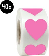 40x Sluitsticker Hart | Roze | 25 mm | Sluitzegel Hartje | Sluitsticker | Chique inpakken | Traktatie - Verjaardag - Feest | Trouwkaart | Geboortekaart